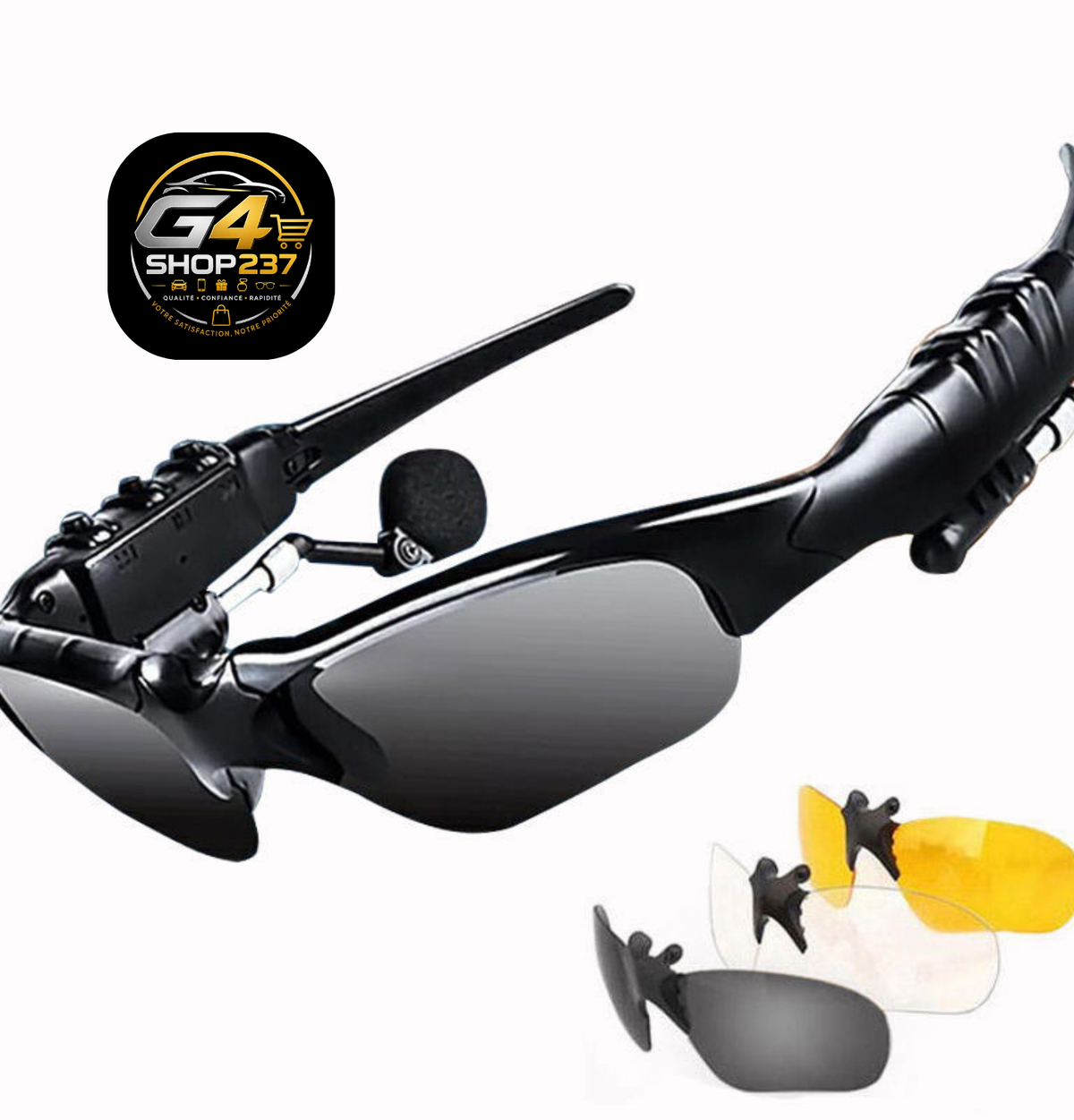 Lunettes Bluetooth Sport + Écouteurs Intégrés 3-en-1 | 3 Verres Inclus