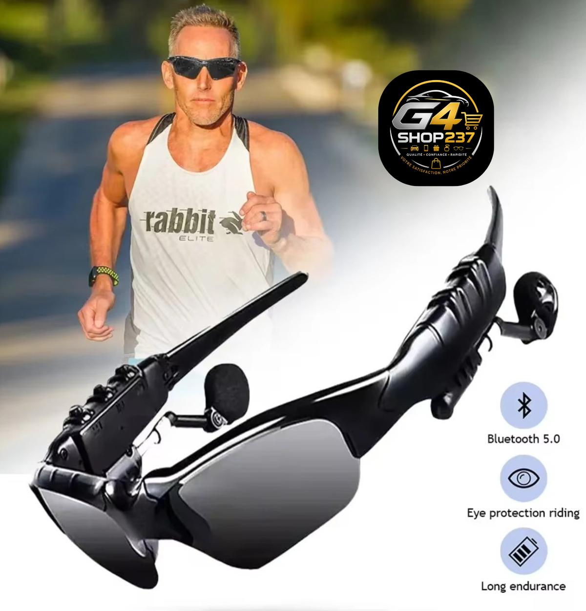 Lunettes Bluetooth Sport + Écouteurs Intégrés 3-en-1 | 3 Verres Inclus
