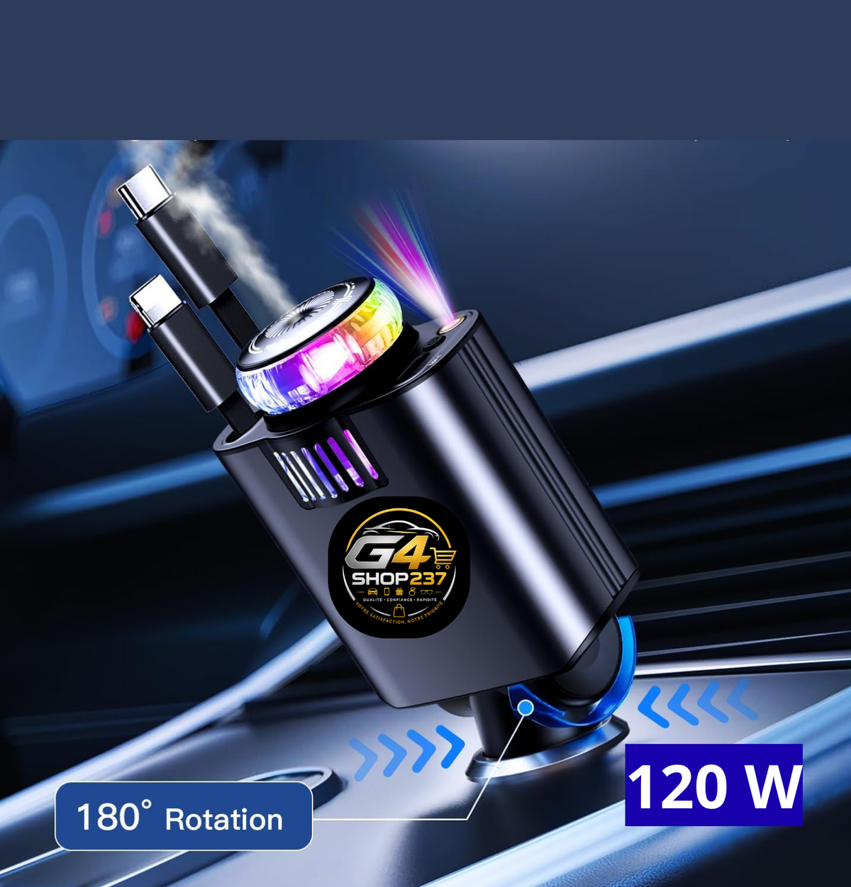 Chargeur Voiture 5-en-1 – Diffuseur d'Arômes & Projecteur Ciel Étoilé